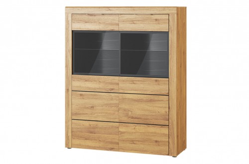 Вітрина KAMA 15 SZYNAKA дуб камаргський/чорний мат